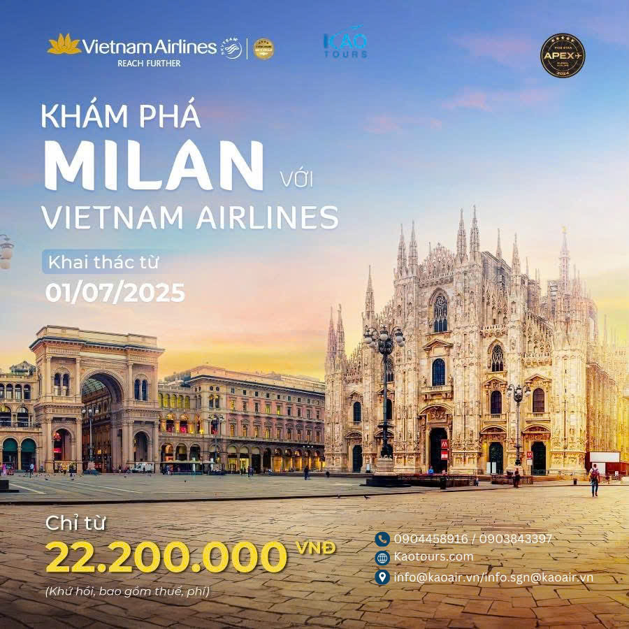 Khám phá Milan vơi ưu đãi giá vé hấp dẫn từ Vietnam Airlines